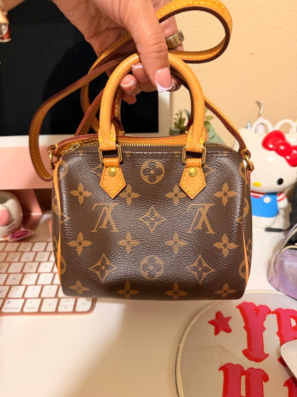 Louis Vuitton Brown Monogram Mini Handbag with Tan Trim - Picture 2 of 5